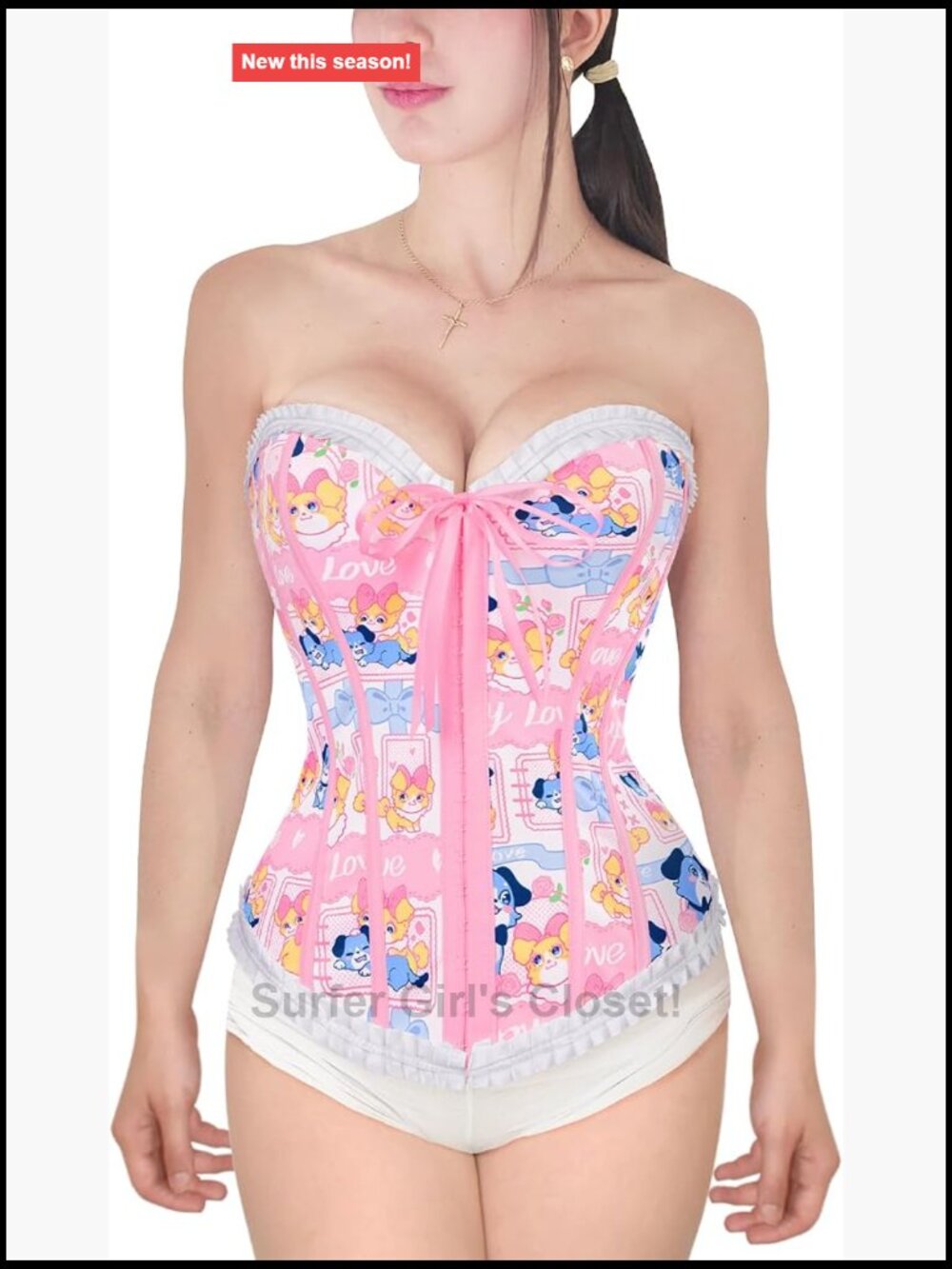 Lace Up Boned Overbust Corset Bustier Bodyshaper Top